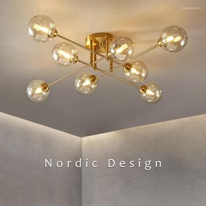 Chandeliers Nordic LED Chandelier For Living Room Bedroom Dining Kitchen Modern Glass Ball Ceiling Light Magic Beans Molecule G9 Lamp