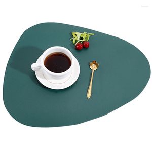 Table Mats Grey PU Leather Placemats For Waterproof Non-Slip Mat Set Cup Wine Tableware Pad Napkin Kitchen