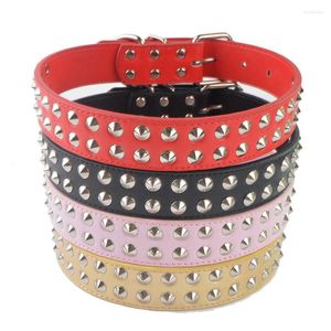 Colarinhos de cachorro picos de moda de colarinho cravejado de couro pu rosa para cães de tamanho médio suprimentos de estimação de animais de estimação 18-22 '' '