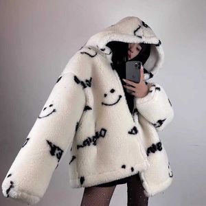 Women's Jackets Jackets For Women 2022 Winter Cashmere Chic Printing Hooded Fashion Street Outerwear Sweet Casual College Women's Jacket Coat T221008