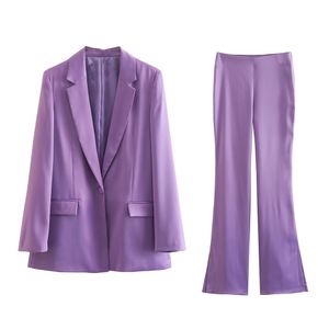 Women's Suits Blazers Women's Chic Silk Satin Texture Suit Jacket Casual Fashion Solid Color Temperament Retro Female Elegant Blazer Mujer Set 221008