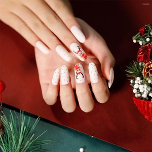 False Nails Pieces Set avtagbar lång kista Fake Nail Tape Design Press Christmas Wearable Decoration Full Cover Art Tips