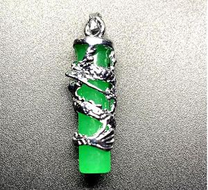 Hangende kettingen Qingmos mm cilinder echte natuurlijke groene jade ketting voor mannen met drakenontwerp koordchokers sieraden