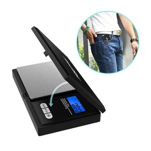 Mini escala de bolso digital 100/200/300/500g 0,01g Electronic Weighter com exibi￧￣o LCD 2 Bateria para j￳ias Gold Dry Herb