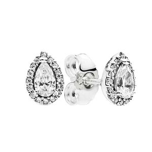 925 Sterling Silver Sparkling Teardrop Stud Earring Women Girls Wedding Jewelry with Original Box for Pandora Rose Gold CZ diamond girlfriend Gift Earrings