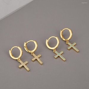 Orecchini a cerchio Gotico Color oro Croce Piccola goccia Delicato gioielli con zirconi pavimentati per le donne Ragazza 2022 Trend Trinket Gift