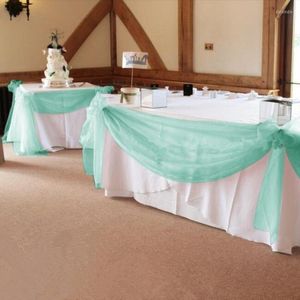 Party Decoration Mint Green 1000cm 135cm Organza Swag Fabric Wedding f￶r evenemangsbordkjol