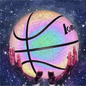 Bollar anpassade logotyp led 7 storlek gl￶dande l￤der basket gl￶d den m￶rka basket