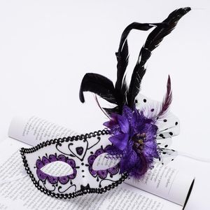 Party Masks 1pcs Women Girls Flower Feather Mardi Gras Masquerade Mask Carnival Prom Venetian Half Retro Costume Birthday Halloween