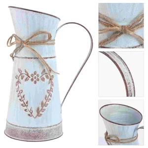 Fiori Decorativi Vaso Metalflower Secchio Può Brocca Brocca Vintage Vasi Rustici Shabby Fattoria Fioriera Zincata Mazzi Di Ferro