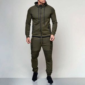 Erkek Trailsits Setleri Sonbahar Kış Giyim Fermuarı Fermuarı Spor Spor Salonu Günlük Hoodies Sweatshirtjogging Homme G22010