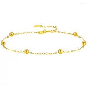 Anklets Nymph 18K Gold Anklet For Women's Fine Jewelry Real AU750 Solid Round Ball Sliding Pure Justerable Chain Luxury Gift B511