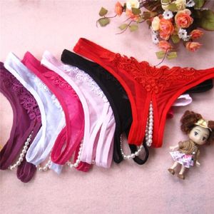 Women's Panties Ladies Erotict Sexy Hollow Out Women Lace Briefs Thongs G-String Lingerie Underwear With Pearls Massaging Bead