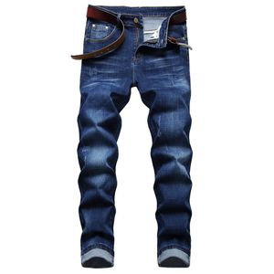 Jeans da uomo Arrivo Uomo Casual Jeans lavati dritti Slim Classic Jeans elasticizzati blu Pantaloni maschili in denim graffiato Plus Size 42 221008