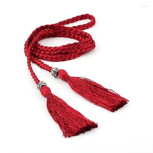 Belts Summer Women's Woven Thin Waist Rope Ladies Handmade Korean Bow Belt Dress Knot Decoration Female Chain