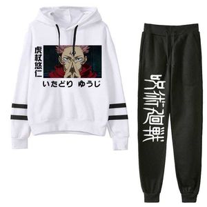 Men's Tracksuits Jujutsu Kaisen Anime Itadori Yuji Sportwear Winter Tracksuit 2 Piece Hoodies Pants Men Suit Hoodie Sets G221007