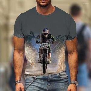 Heren t shirts zomer coole motorfiets racer 3D geprinte top plus groot formaat crew nek t-shirt heren kledingstraat slijtage gestreepte