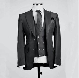 Männer Anzüge One Button Bräutigam Smoking spitze Revers Trauzeugen Hochzeit/Abschlussball/Abendessen Mann Blazer Jacke Hosen TTwo Buttonsie Weste w761