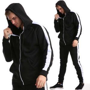 Herrspårstycken Set Set Tracksuit Men Patchwork Hooded Sweatshirtpants Pullover Hoodie Sportwear Sweat Suit Casual Sportsuits Streetwear G221010