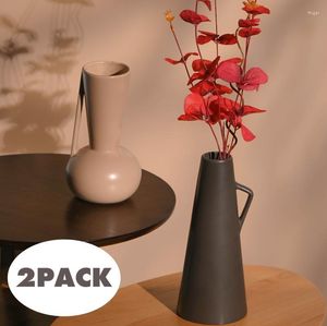 Vaser Teresas samlingar 2st Ceramic Vase Black and Pink Chinese Glazed Decorative Flower Pot Home Desktop Decorvases
