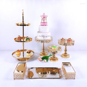 Festival Malzemeleri 6-10 PCS Kristal Kek Seti Metal Ayna Cupcake Dekorasyonları Tatlı Kaide Düğün Partisi Tepsisi