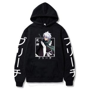 هوديز للرجال من النوع الثقيل Hitsugaya Toushirou Bleach Harajuku Japan Anime Cartoon Cool Men Hoody Streetwear Massion G221008 كبير