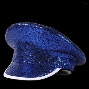 Berets Women Men Sequin военная шляпа сержант свадебная курица Do фестиваль капитан день рождения моряк