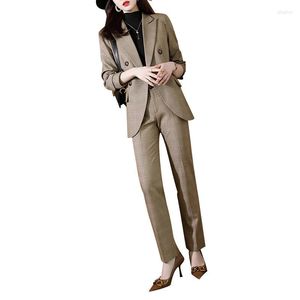 Kadınlar İki Parçalı Pantolon Yüksek Son Profesyonel Takımlar Kadınlar Sonbahar 2022 Moda İşi resmi ince blazer ve ofis bayanlar iş kıyafetleri