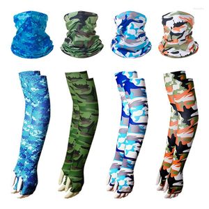 Bandanas Tactical Camouflage Face Bandana Sleeves 2pcs/Set Windproof Cycling Hiking Scarves Seaming Process Camping Head Scarf Arm Sleeve