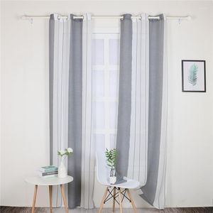 Cortina 1pcs Janela de linho de linho pura cortinas semi -blecaute da sala de estar de bloqueio de bastão de bolso de bolso padrão