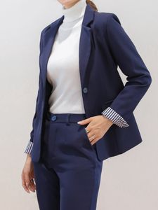 Kvinnors kostymer blazers mode aff￤rer kvinnors byxdr￤kt l￥ng￤rmad blazerjacka h￶g midja byxor kvinnlig 2 bit set office wear byxor kostymer 221008