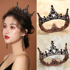 Fermagli per capelli Diademi da sposa Gioielli da sposa per le donne Fasce per capelli intarsiate con diamanti neri Ragazze Barocco Noiva Diadema Corone da principessa vintage