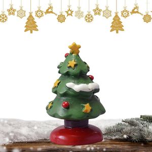 Christmas Decorations Mini Tree Hand-Painted Resin Figurine Model Holiday Party Home Decor Winter Crafts Ornaments