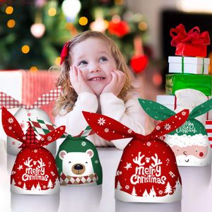Feliz Natal Rabbit Ear Candy Saco de presente embrulhado Santa Snowflake Bags Decorações de Natal para casa Ano Novo 2023 Noel Presents