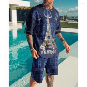 T-shirt de verão masculino 2022 Summer para ternos masculinos homens 3D Shorts de impressão Top Tracksuit Sets Rua Hip Hop Roupas de grandes dimensões