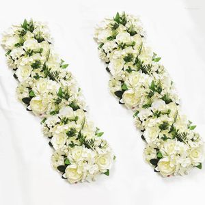 装飾的な花50cmローズロード引用Arche Atificial Silk Peony Hydrangea Arched Door Flower Row Window Wedding Decor Decorator