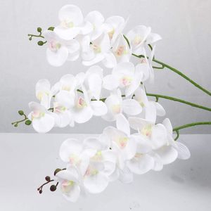 Kwiaty dekoracyjne 3PCS 9 głowy białe orchidei