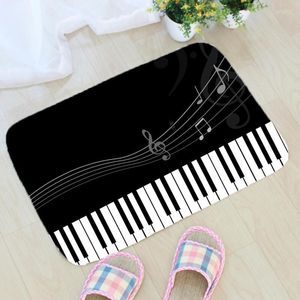 Mattor Musikanteckningar Tryck på mattan Flanell Musikalikantpeten Piano Mönster Golvmatta Badrum Non-Slip Home Decoration Doormat