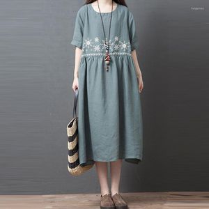 Men's Jackets Womens Cotton Linen Dress Big Size 2XL Large Kaftan Short Sleeve 2022 Summer Print Women Long Maxi Boho Dresses#W3 Men's