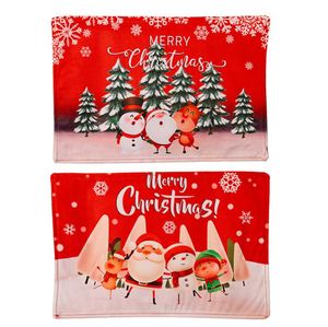 Kerstdecoraties Placemats keuken eettafel matten niet slip wasbare hittebestendige hittebestendige kerstman rendier sneeuwpop groothandel dd