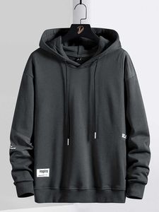 Men's Hoodies Sweatshirts 2021 Brand New Black Grey Basic Hoodie Men Streetwear Letter Hip Hop Pullover Male Overiszed Cotton Big Size G221008