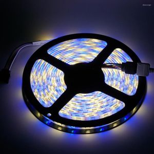 Tiras rgbww led tira 5m dc12v rgb quente lâmpada de fita à prova d'água branca smd 300led diodetapes flexível luz Diy home backlight string