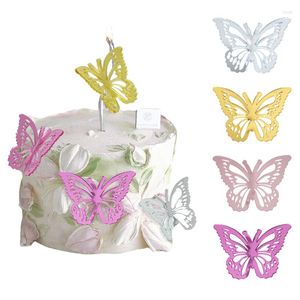 Party Supplies 10pcs Acrylic Hollow Butterfly Cake Topper Girl Birthday Decoration Artificial Crafts Baking Decor