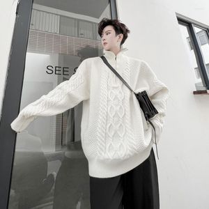 Men's Sweaters Men Winter And Autumn Turtleneck Streetwear Solid Color Sweater Cable Knit Jumper Oversized Pullover Trends R06
