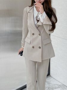 Kvinnors kostymer Blazers Kvinnor Twopiece Set Pantsuit Office Ladies Elegant Blazer Suit Female Jacket Workwear Business Clothes 221008