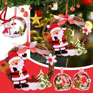 Decorative Flowers Merry Christmas Wreath Rattan Wreaths For Front Door Hanging Xmas Ornament Garland Indoor/ Inexpensive