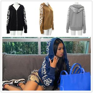 Frauenjacke mit Kapuze -Sweatshirts Bulk Artikel Großhandel Lose Outwear Fashion Reißverschluss Up Designer Fashion Top Sexy Coat Brief Druck K10435