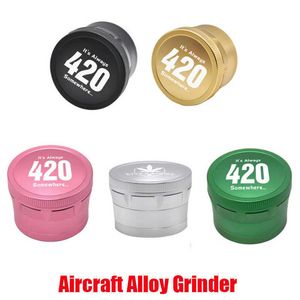 Aircraft Aluminum Alloy Grinder 420 Herb Grinders for Dry Herbal Smoking Tools 4 Parts Layers 63mm Spice Crusher personality