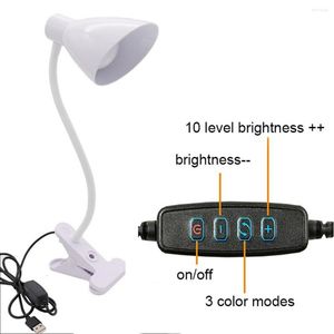 Nattljus dimbar 5W USB -ljus 10 ljusstyrka dimning 3 f￤rgl￤gen ledklipp f￶r att l￤sa barn barn sovrum dekor s￤ngplats