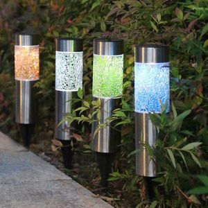 Solar Lawn Light Mosaic Outdoor Ground Plug Stainless Steel LED Night Waterproof Decorative Garden Landscape Lamp
